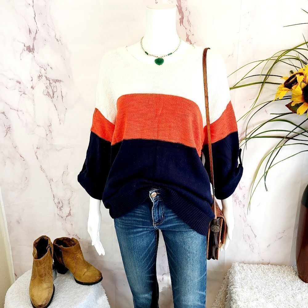 Vince Camuto pullover super soft color block sweater